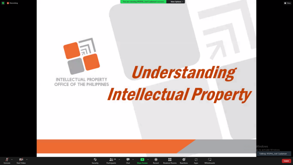 Screen capture of the presentation, Understanding Intellectual Property.