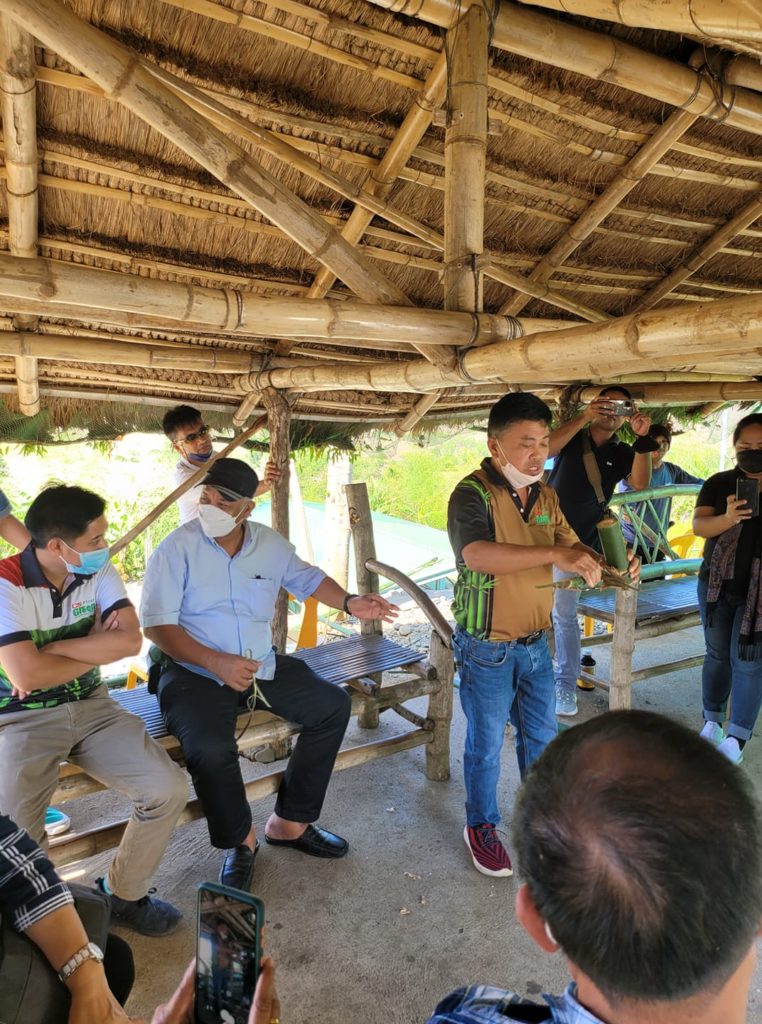 in photo: Lecture and demo by Mr. Rolando Anchiboy, Bamboo Nursery Operator of CS First, on preparing bamboo cuttings at the nursery.
