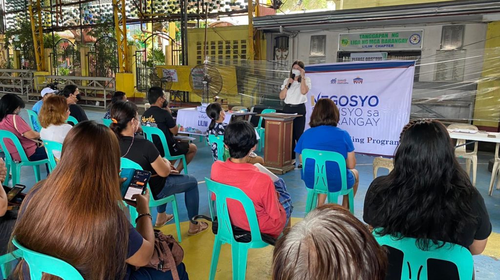 in photo: Speaker giving lectures to the beneficiaries of livelihood kits