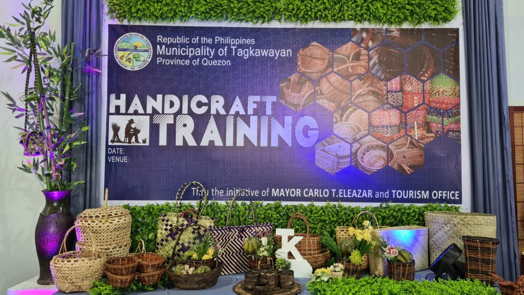Lit backdrop of the Handicraft Training event at the Municipality of Tagkawayan, Quezon.
