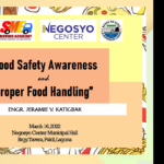 food safety awareness and proper food handling lectured by Engr. Jeramie V. Katigbak
