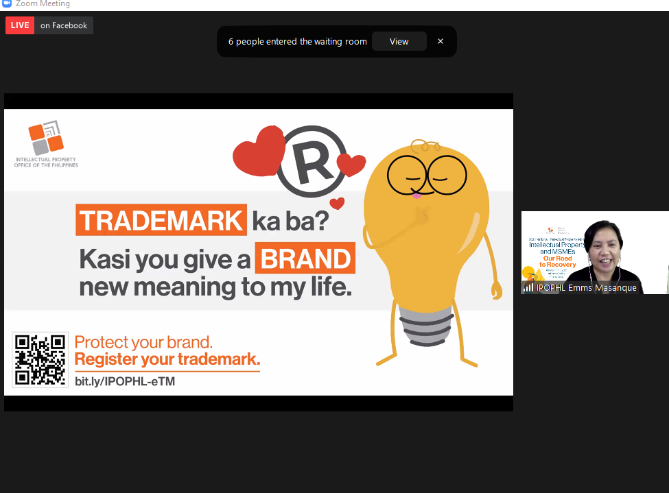 screen shot of presentation for Webinar on Trademark Registration