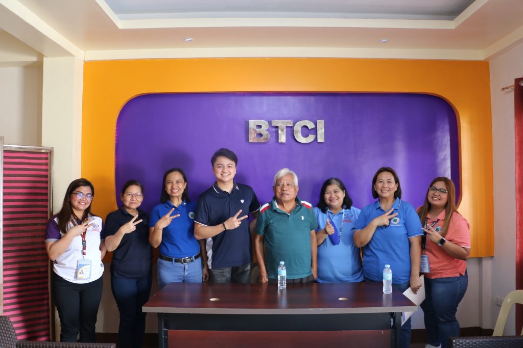 in photo: DTI Quezon Business Development Division Chief Anna Marie V. Quincina, Senior Trade-Industry Development Specialist Ma. Graciela C. Ledesma and SSF Support Staff Dendro M. Pereda, together with BTCI Facility President Dr. Tomas Abustan.