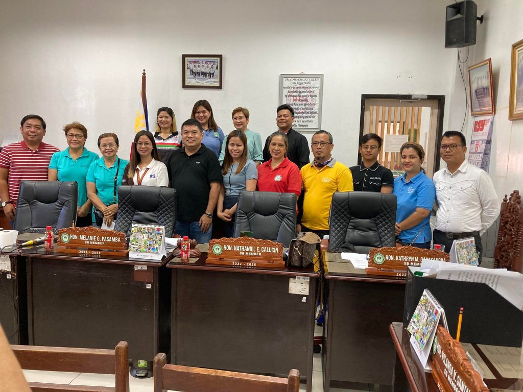 In photo: DTI NC Business Counselor, Nicole P. Lleva together with Sangguniang Bayan Members, led by Vice Mayor Hon. Alween Manaog Sardea