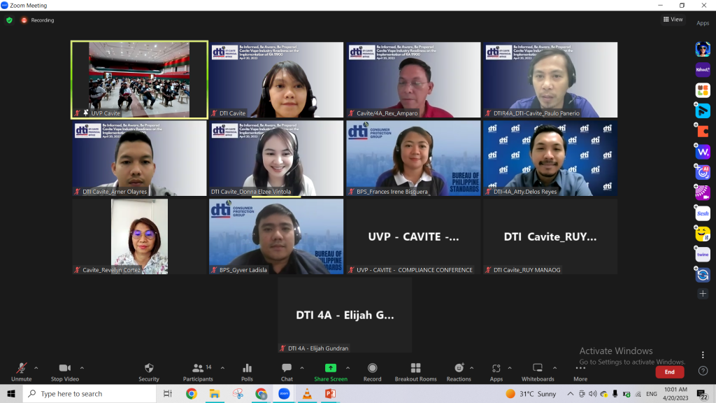 Screen capture of attendees of the province-wide virtual conference for the implementation of Republic Act 11900