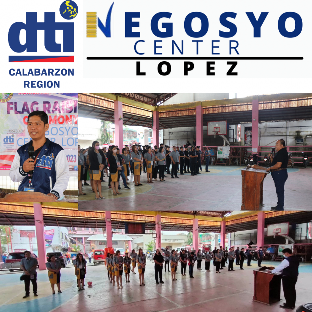Negosyo Center Lopez Business Counselor Richard L. Balanac, while hosting the flag ceremony.