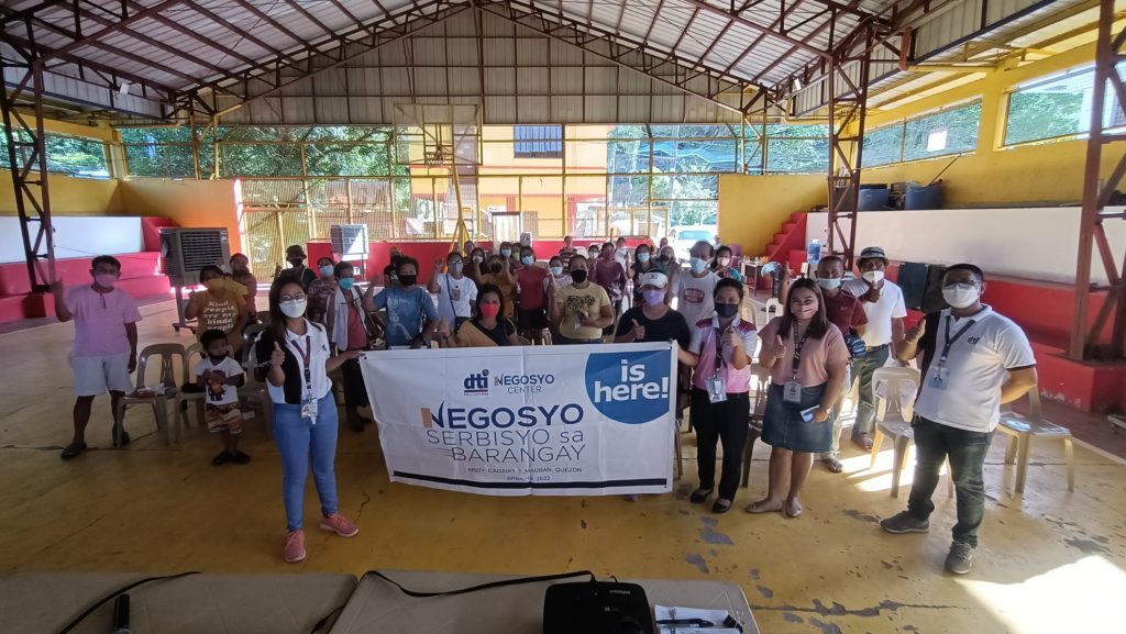 DTI Quezon, through Negosyo Center Mauban, conducted the Livelihood Seeding Program – Negosyo Serbisyo sa Barangay (LSP-NSB) on April 19, 2022 at the Covered Court of Brgy. Cagsiay 1, Mauban, Quezon.