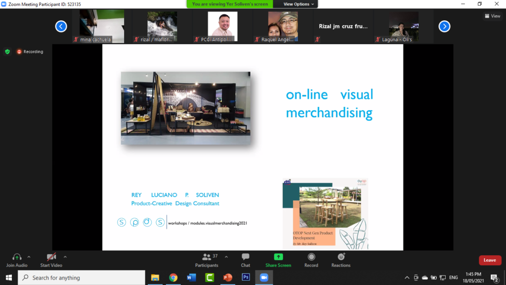 Screen shot of online merchandising presentation