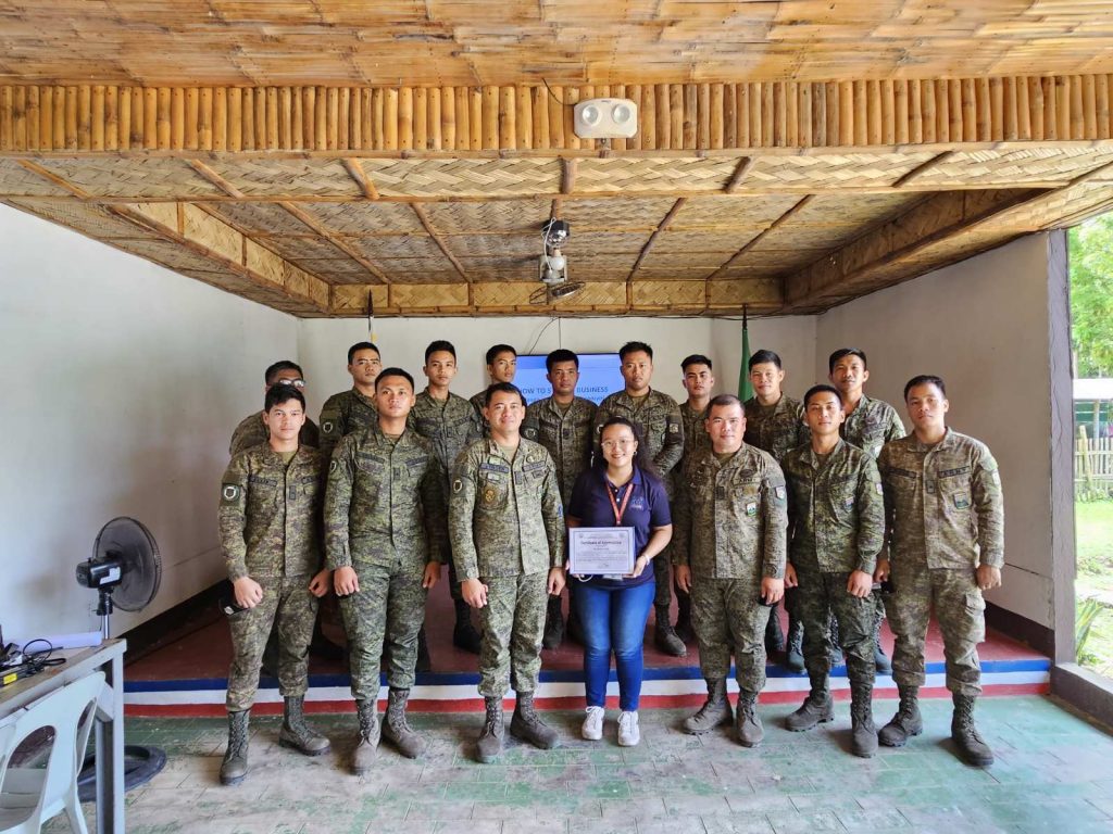 In photo: Business Counselor Nicole Chito, together with the 2nd Cavalry Battalion led by Cpt. Ronilo M. Vender.