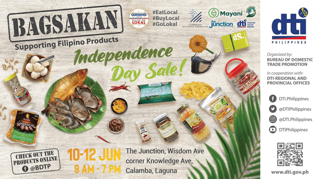 Independence Day Grand Bagsakan Weekend Sale Poster: On June 10-12. from 9 a.m. to 7 p.m., at The Junction, Wisdom Avenue corner Knowledge Avenue, Carmelray Industrial Park 1 in Calamba, Laguna