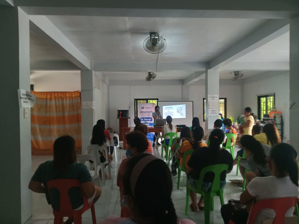 In photo: NCBC Rustia while discussing the How to Start a Business at Barangay Hinguiwin