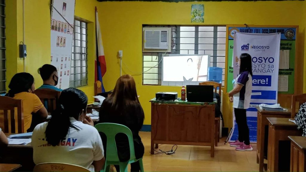 In photo: Information dissemination campaign and launching of  2022 Livelihood Seeding Program – Negosyo Serbisyo sa Barangay in Brgy. Aluyon, Burdeos, Quezon