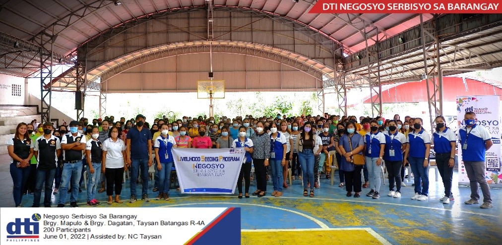 In photo: DTI Regional Office, DTI-Batangas together with the potential LSP-NB beneficiaries from Barangay Mapulo and Barangay Dagatan, Taysan, Batangas.