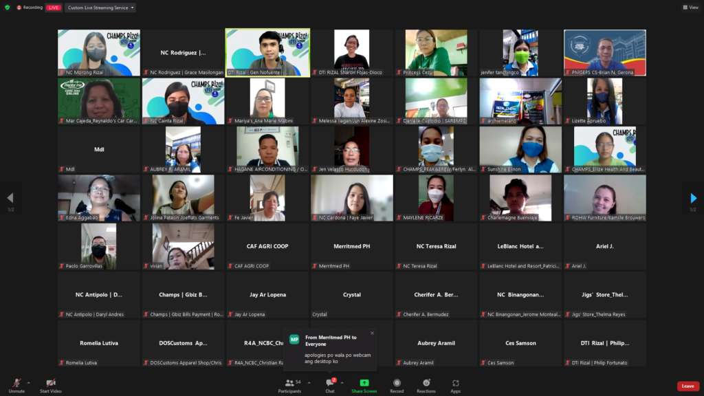 Screen capture of the attendees of webinar.