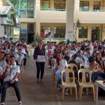 Negosyo Center–San Antonio Business Counselor Daisy S. Lacerna together with the students from San Antonio National Highschool