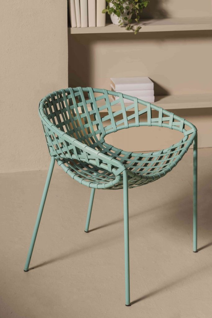 Photo of a the brique chair in muted teal color