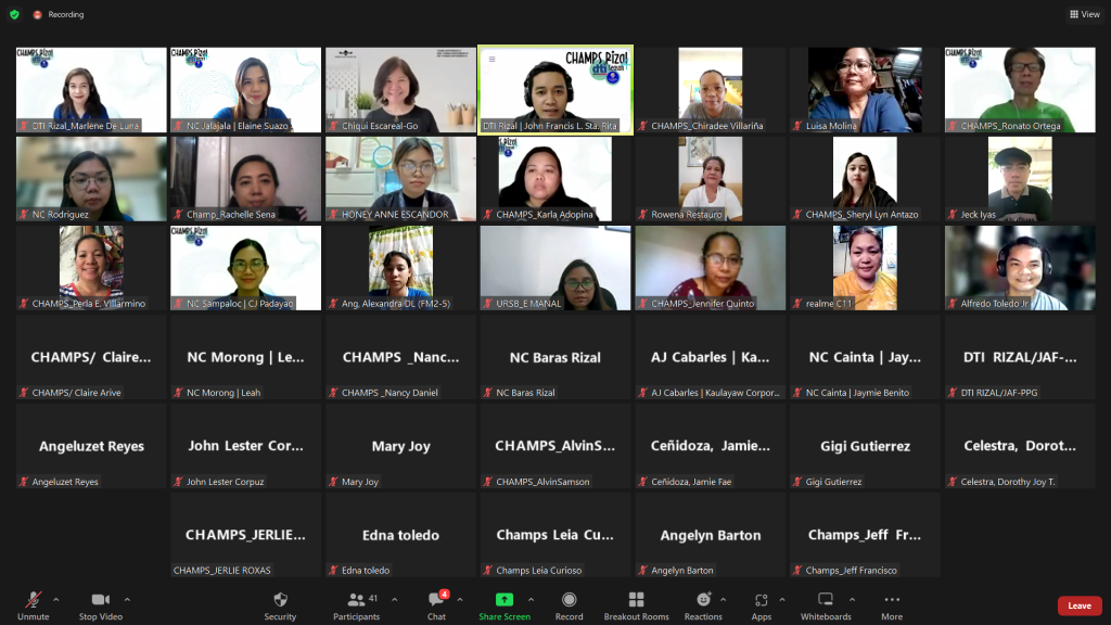 Screen capture of attendees of webinar.