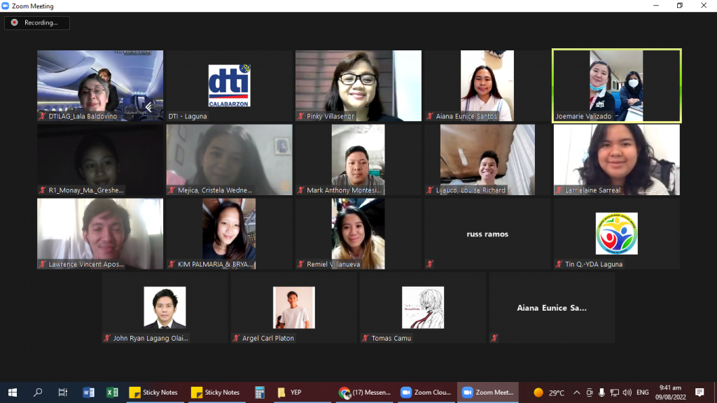 Screen capture: Be Your Own Boss Online Training attendees