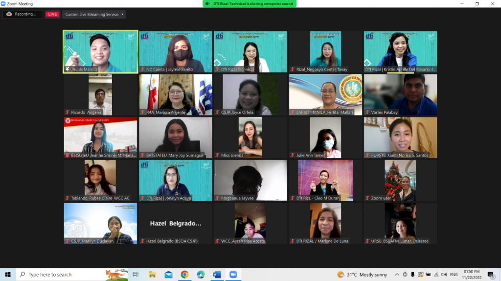Screen capture of the attendees of BIDABES