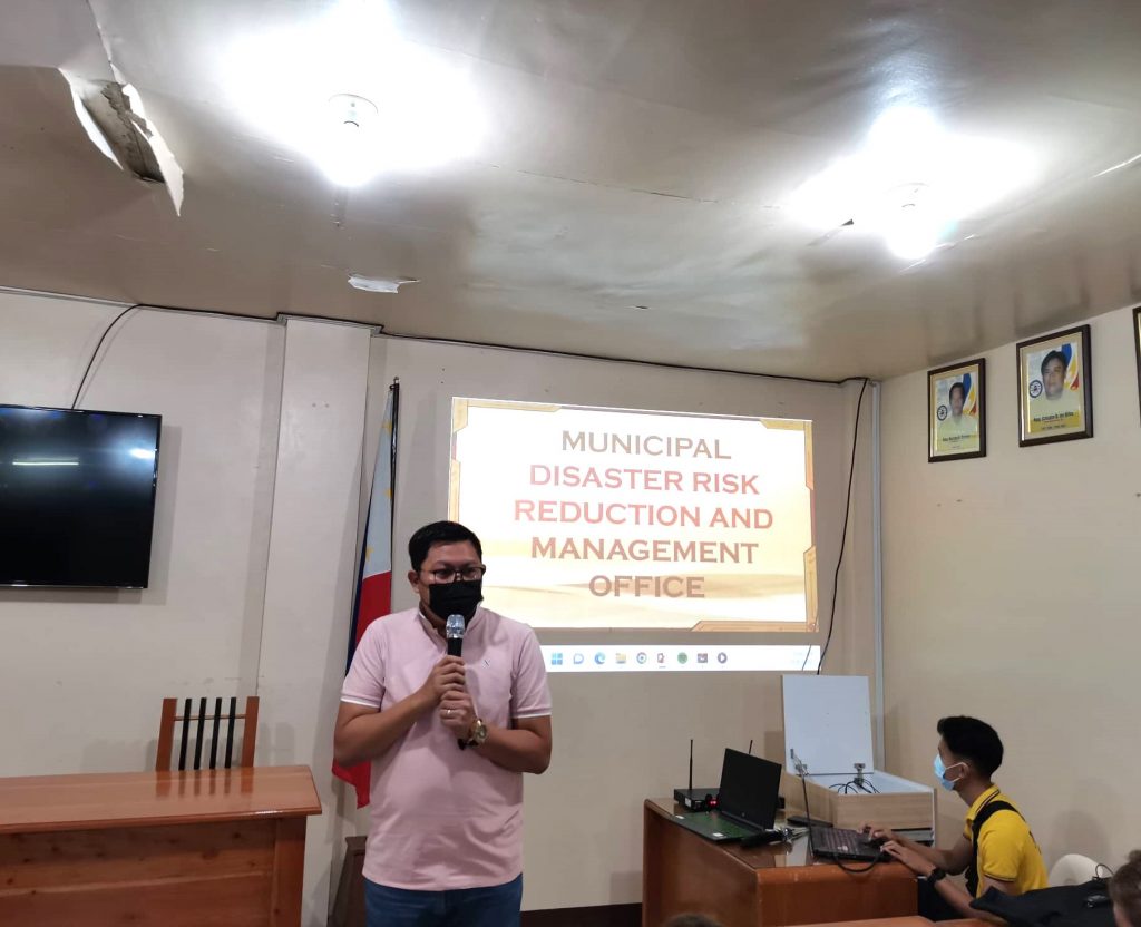 Mr. Ma-L B. Bustamante, head of the Candelaria Municipal Disaster Risk Reduction and Management Office, while discussing his topic: Business resilience and the concept of disaster risk reduction management 