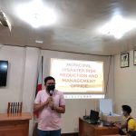 Mr. Ma-L B. Bustamante, head of the Candelaria Municipal Disaster Risk Reduction and Management Office, while discussing his topic: Business resilience and the concept of disaster risk reduction management