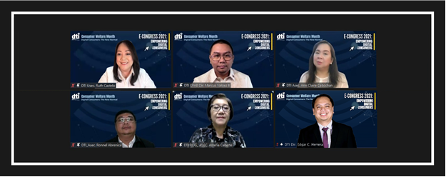 Screenshot of DTI officials attending the 2021 Consumer E-Congress