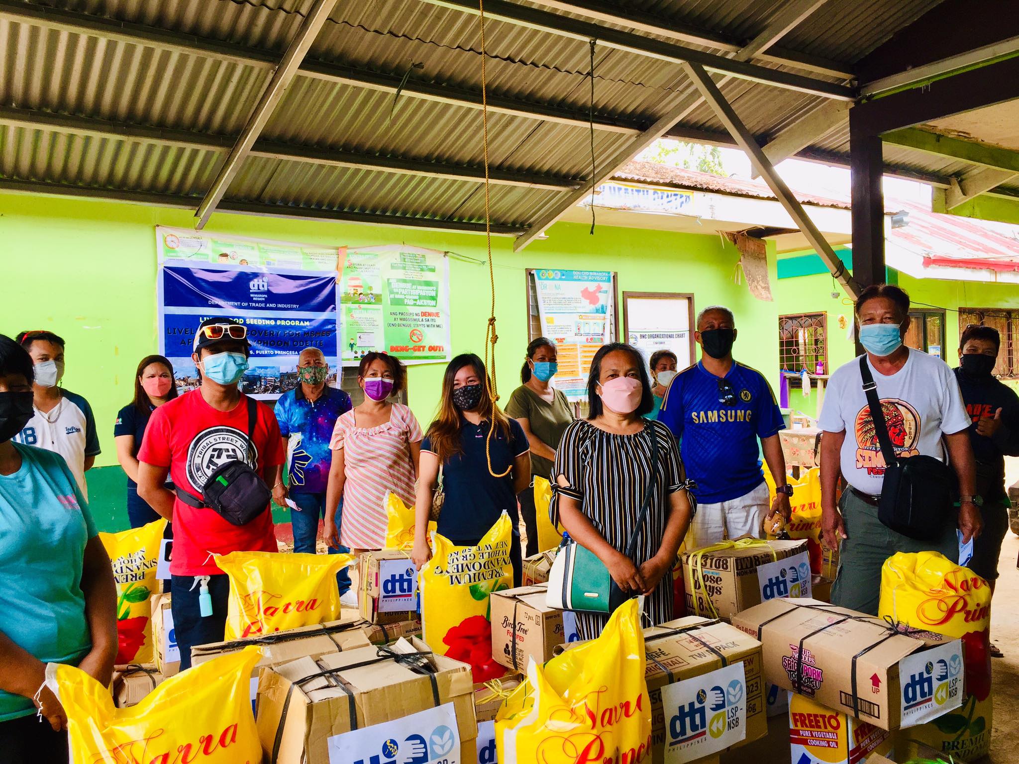 In photo: First batch of MSME beneficiaries during the awarding of the Livelihood Seeding Program – Negosyo Serbisyo sa Barangay (LSP-NSB) Kits in Puerto Princesa City.