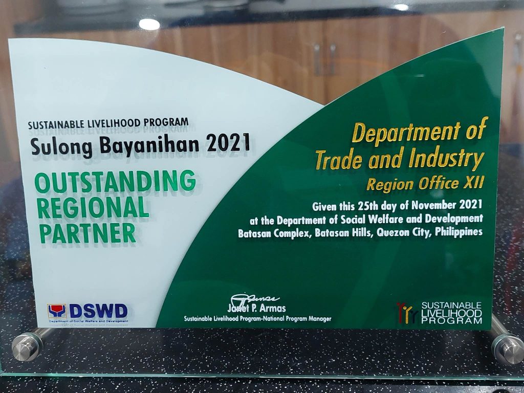 Plaque of Sulong Bayanihan 2021 Outstanding Regional Partner