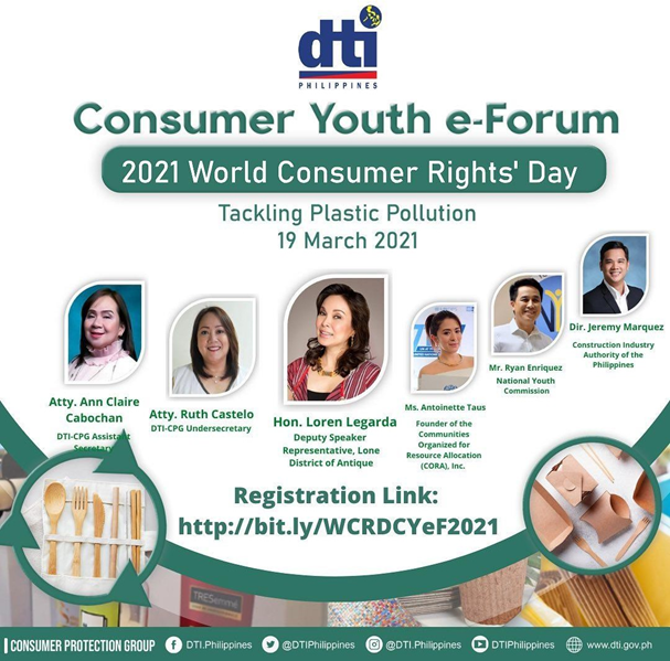 Poster for the Consumer Youth e-Forum in celebration of the 2021 World Consumer Rights' Day