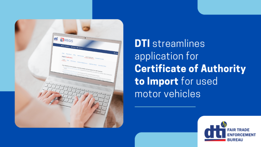 DTI streamlines application for Certificate of Authority to Import for used motor vehicles