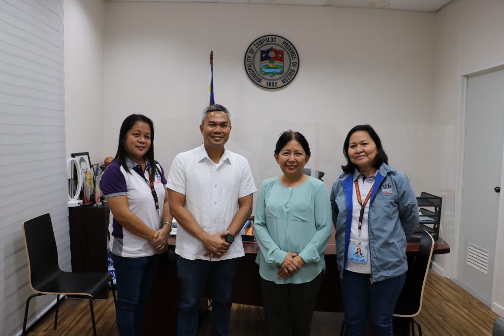 DTI Quezon Provincial Director Julieta L. Tadiosa, together with Senior Trade-Industry Development Specialist (STIDS) Ma. Graciela C. Ledesma with Hon. Mayor Noel Angelo T. Devanadera and NC Business Counselor of Sampaloc, Rowena Magtibay