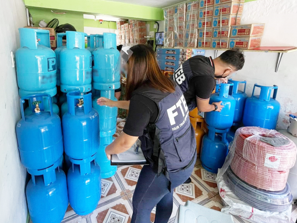 FTEB enforcers conduct an inspection of LPG steel cylinders in Trece Martires, Cavite