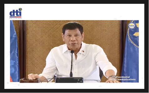 President Duterte speaking at the event