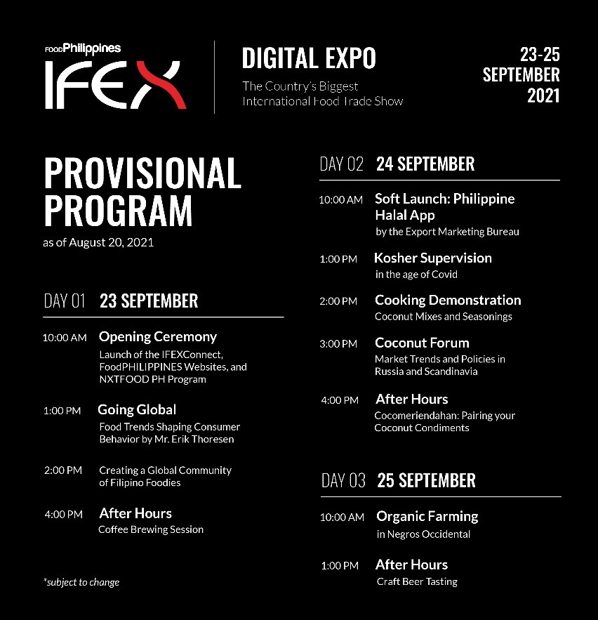 Poster for IFEX Philippines program on 23 - 25 September 2021