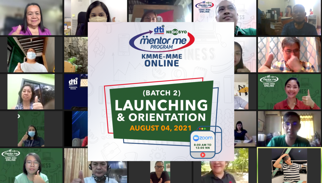 Virtual group photo during the launching and orientation program of DTI MIMAROPA’s KMME-MME Online Batch 2 (Tourism Sector).