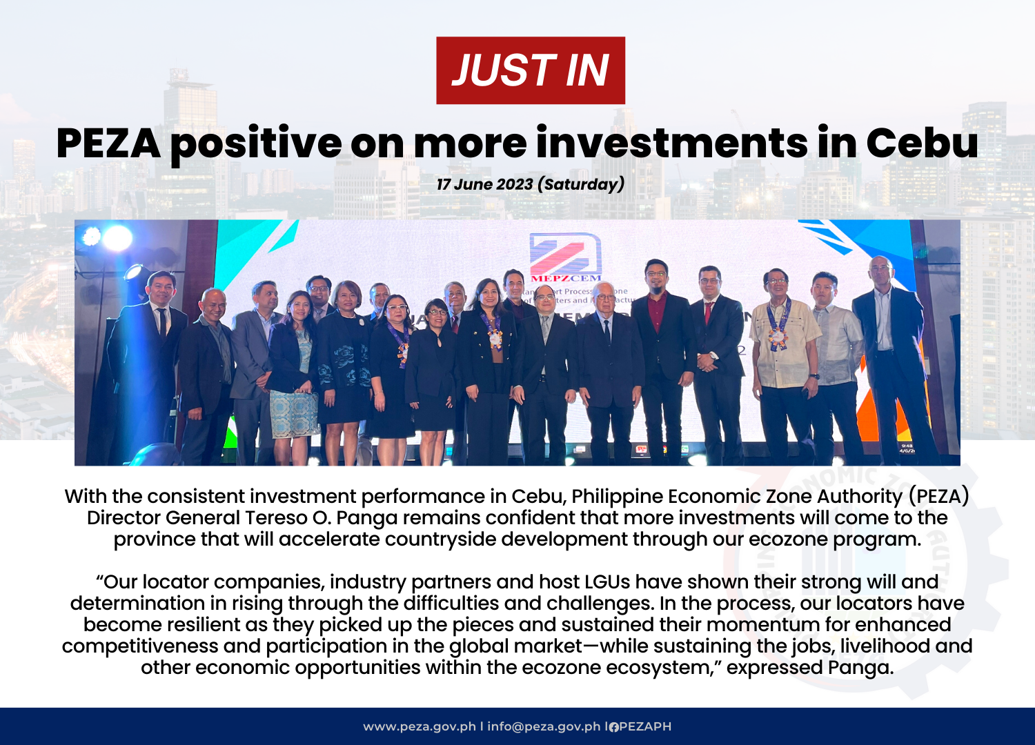 PEZA Positive On More Investments In Cebu | Department Of Trade And ...