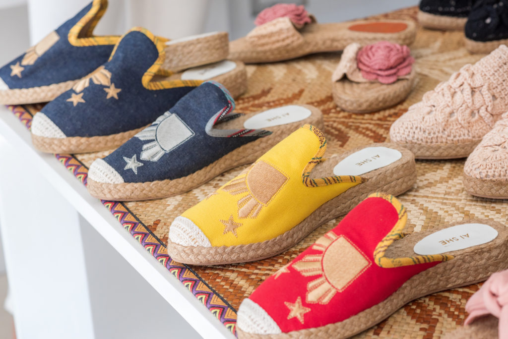 Displayed slippers made by Ai-she Footwear