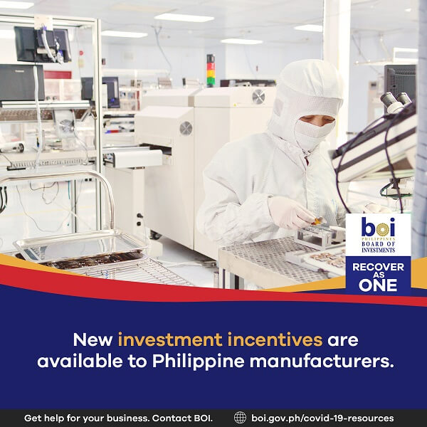 New investment incentives are available to Philippine manufacturers.