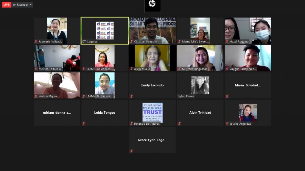 Zoom Screen Capture of Webinar Participants
