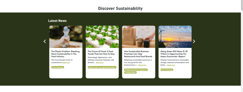 Latest news on sustainability, screenshot of Sustainability.ph