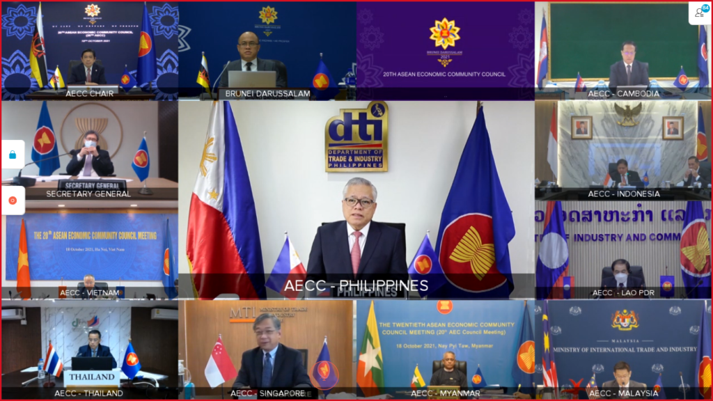 Screen grab from the video conference of ASEAN member states 