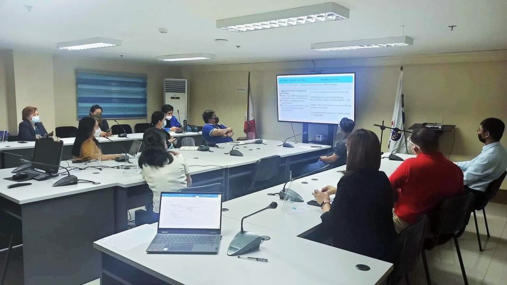 Photo shows the meeting held at the DTI-CAR Conference Room attended by officials from LGU Baguio, representatives from the Office of Councilor Lawana and Councilor Weygan, City Disaster Risk Reduction and Management Office (CDRRMO) and Special Services), Department of Agriculture-CAR, DTI CAR Regional Office, and DTI Baguio Benguet with retail partner representatives from Tiong San and Puregold.