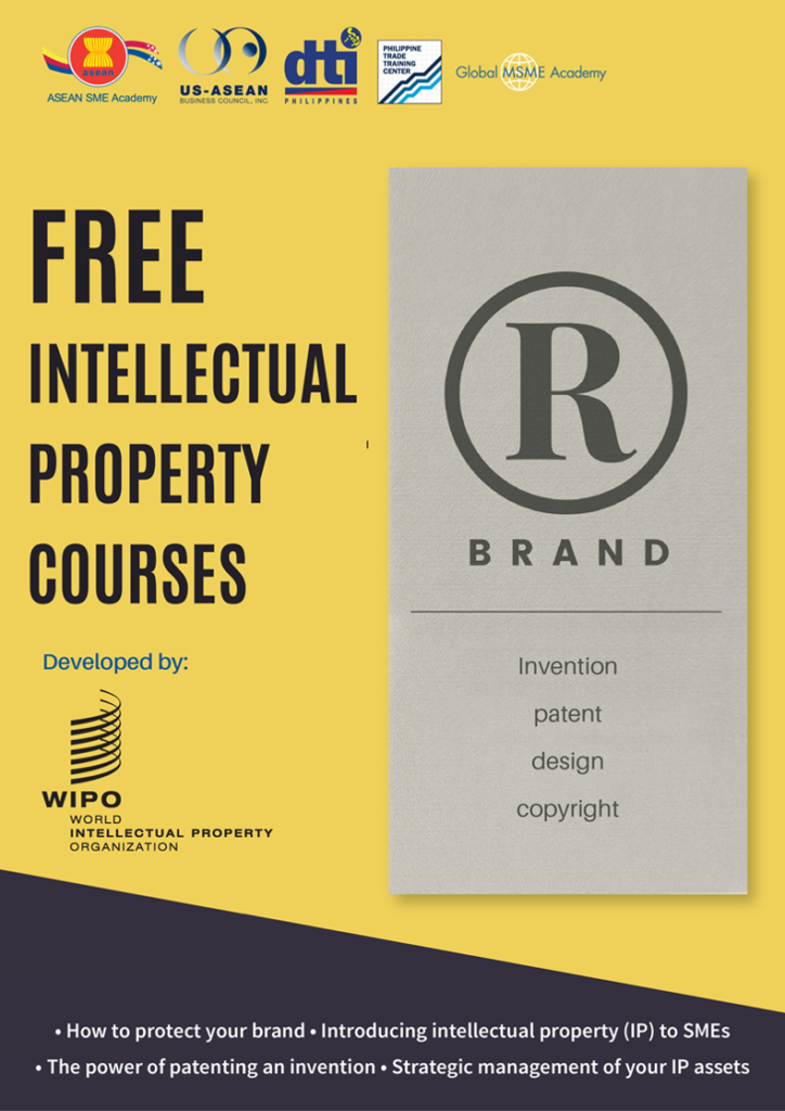 Poster for the Free Intellectual Property Courses developed by the World Intellectual Property Organization