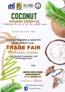 DTI Misamis Oriental launches the CFIDP Trade Fair Christmas Edition with Market, Investment, and Technology Forum on December 19-27, 2022 at Limketkai Rotunda Activity Center, Cagayan de Oro City.
