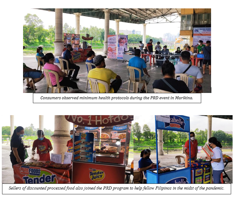 Top photo: Consumers in the PRD event in Marikina  Bottom photo: sellers of discounted processed food joins the PRD program to help fellow Filipinos
