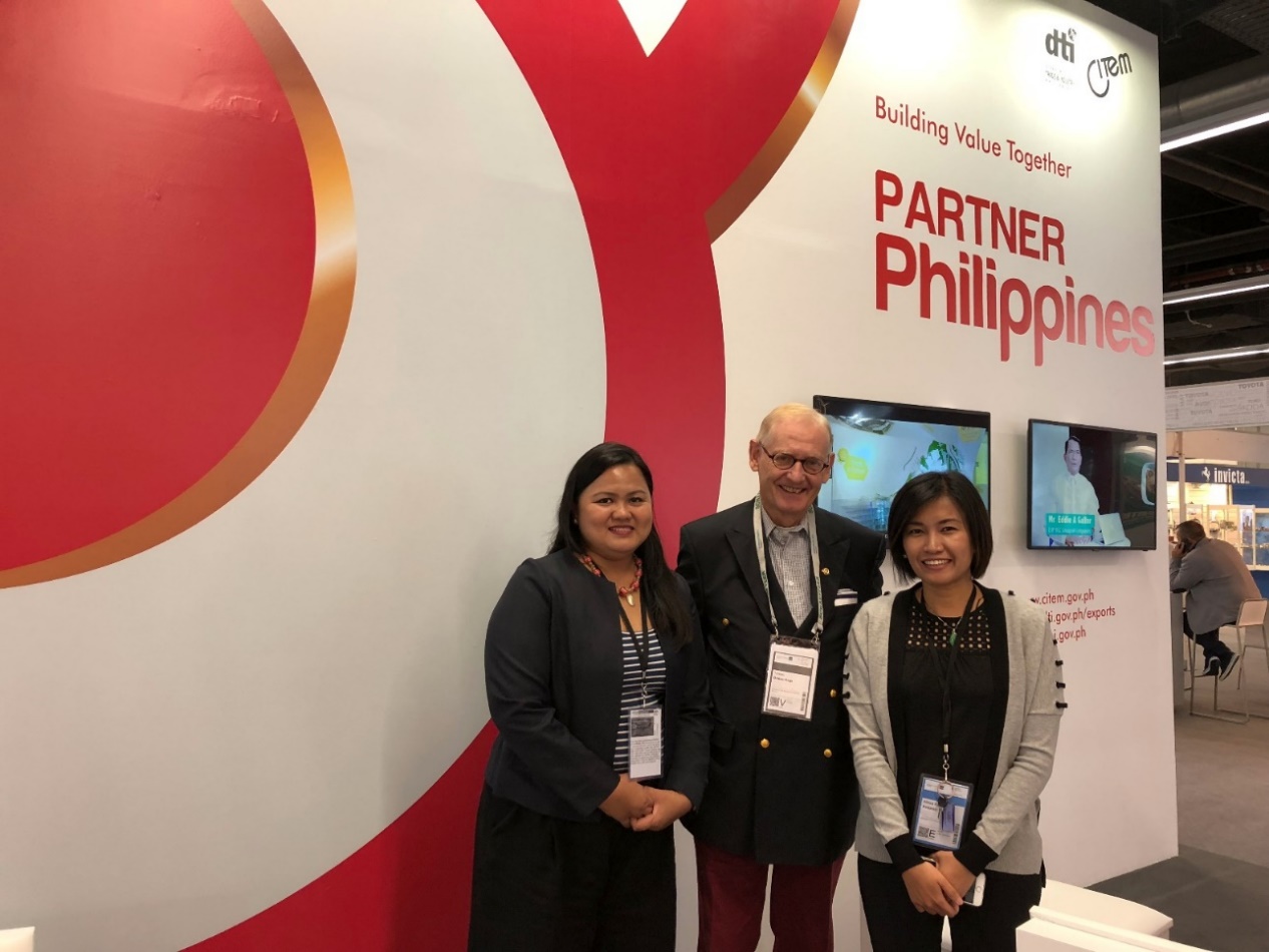 Honorary Consul Torsten Griess-Nega (center) joins DTI-Center for International Trade Expositions and Missions (CITEM) OIC-Division Chief Katrina Pineda (left) and Philippine Trade Investment Center-Berlin Commercial Attache Althea Karen Antonio for a photo after discussing the trade and investment potential of the Philippine automotive market